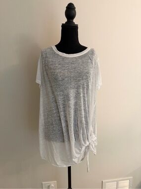 Caslon White Sheer Short-Sleeve Tee with Side Knot